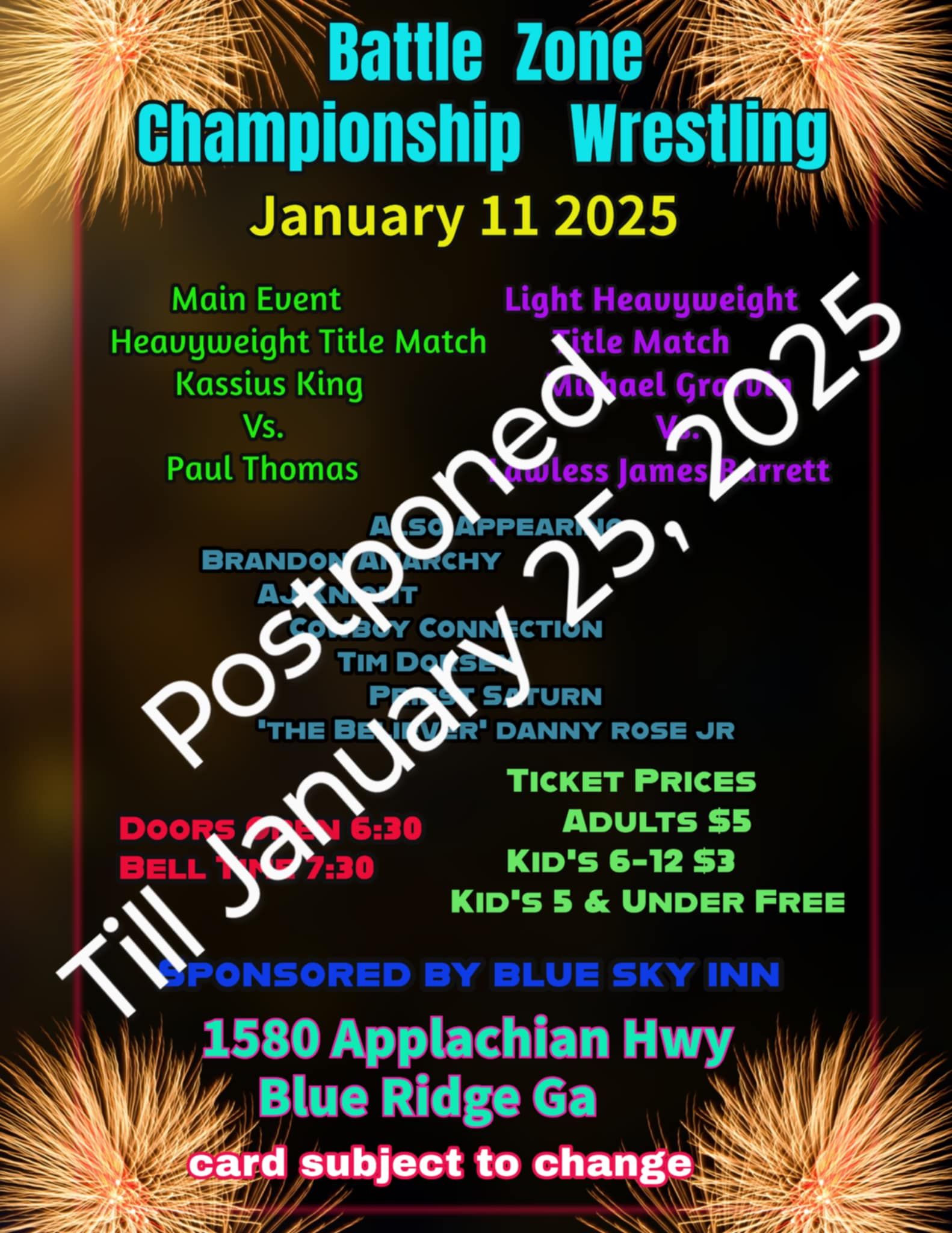 Battle Zone Championship Wrestling | Blue Ridge GA