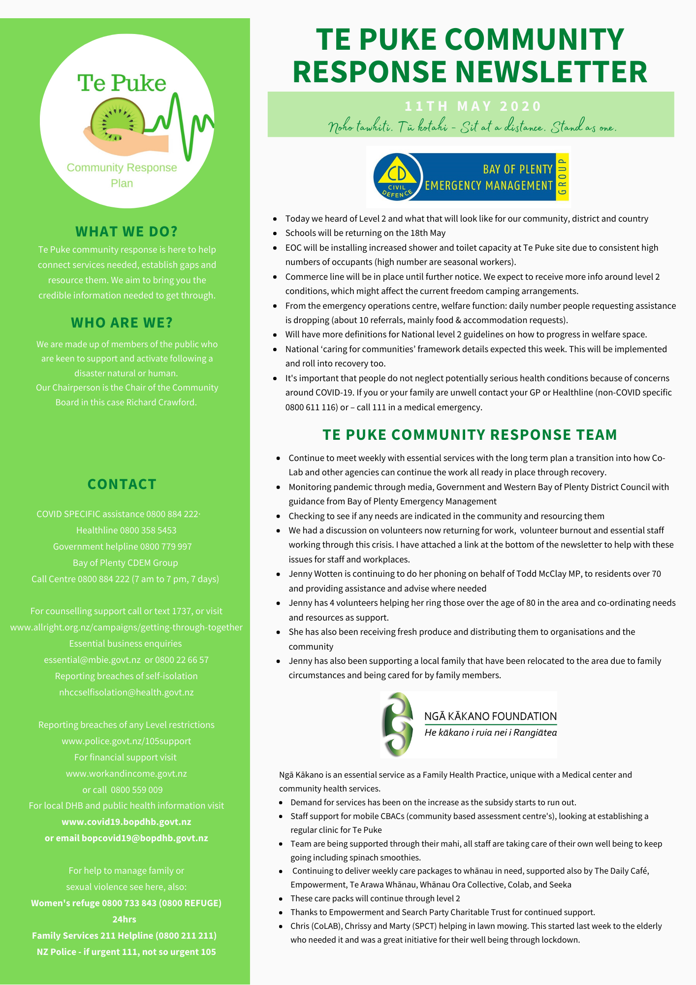 Te Puke Community Response