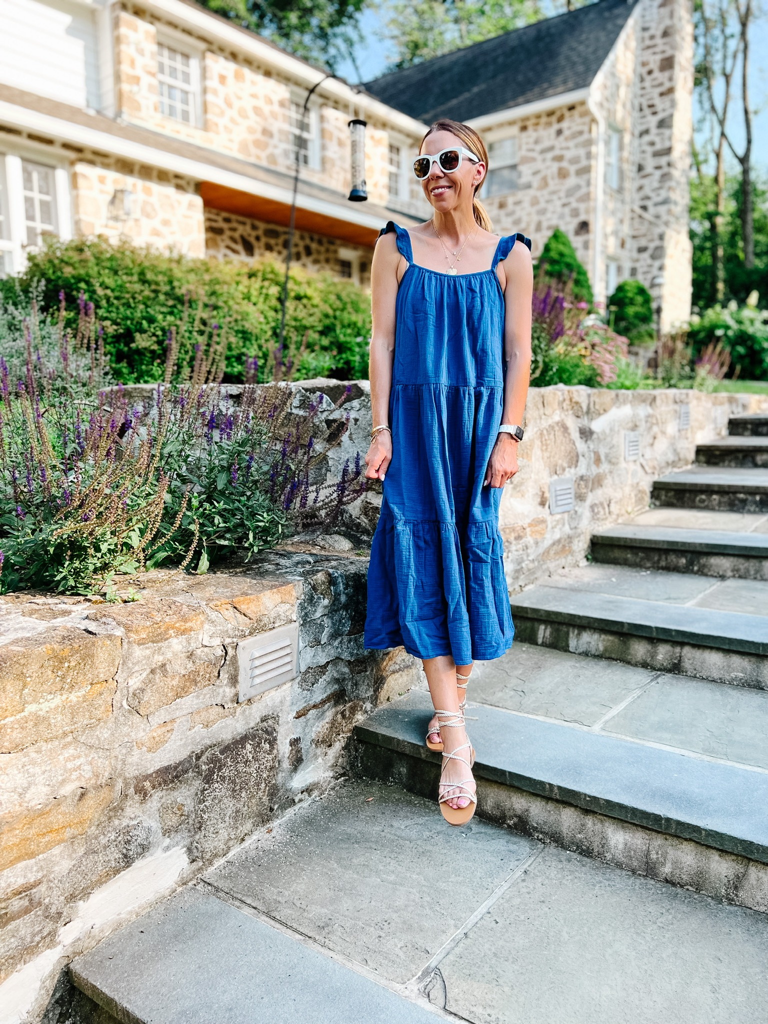 This dress.....I got the blue, my sister got to lilac and my mom got the black! I think we love it! Dress- https://shopstyle.it/l/bJqWn Sandals- https://shopstyle.it/l/bJqWp Sunglasses- https://shopstyle.it/l/bJqUT *affiliate links