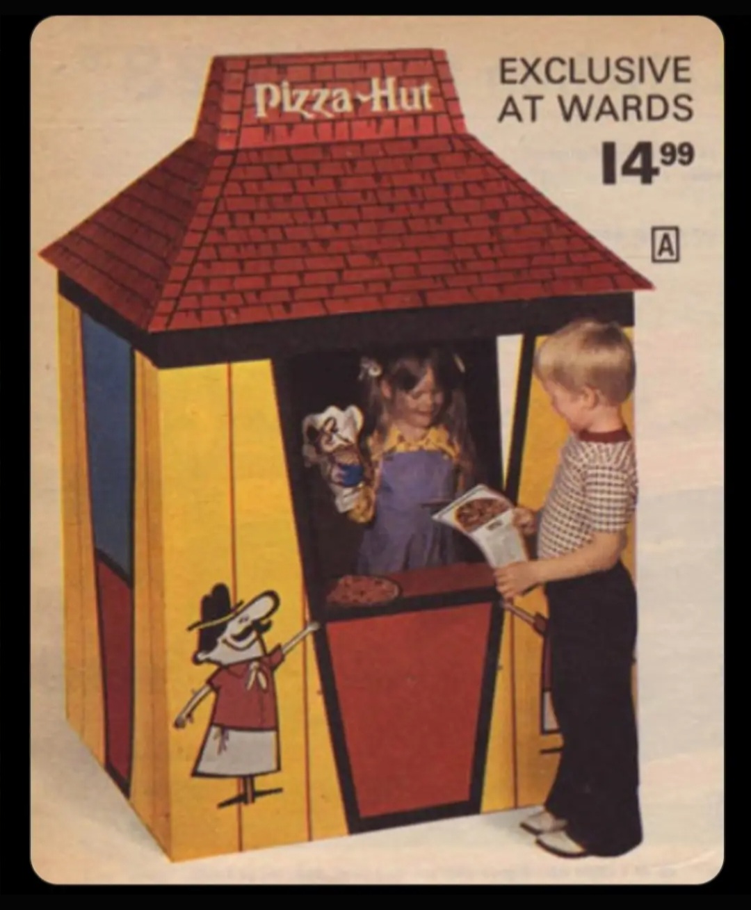 Pizza Hut's Pizza Pete playhouse at Montgomery Ward's back in the