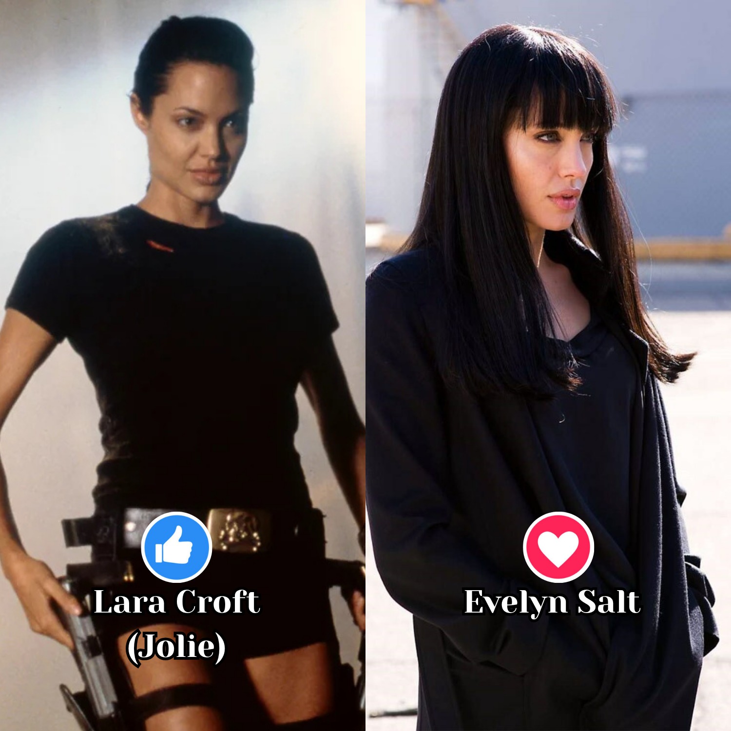 Lara Croft (Jolie) 👍 // Evelyn Salt ️... - Viral Celebrities | Facebook