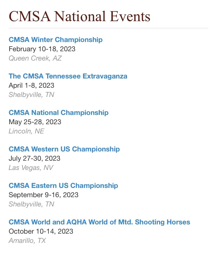 The 2023 CMSA... - Cowboy Mounted Shooting Association