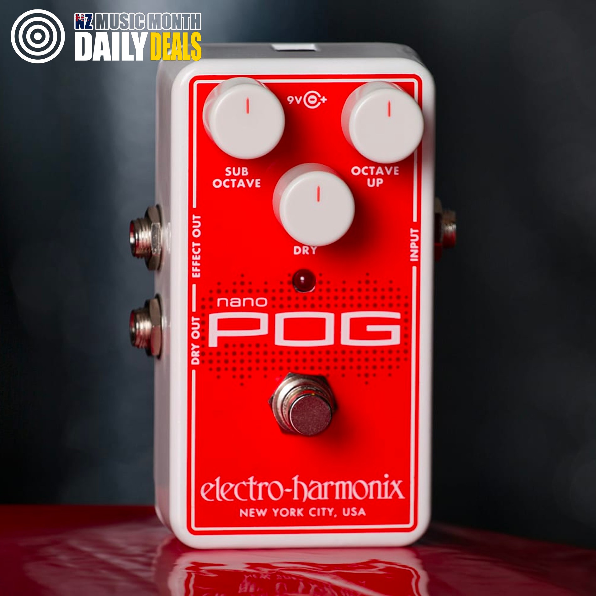 Todays Music Month daily deal is the EHX Harmonix Nano POG; Now