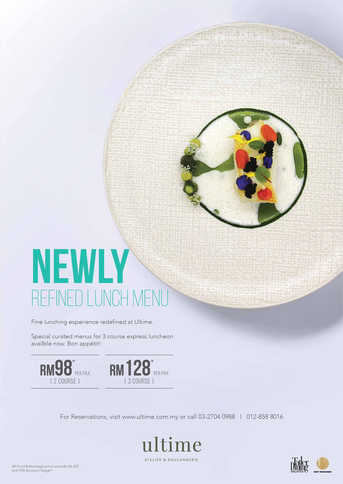 Ultime - New refined lunch menu now available at Ultime....