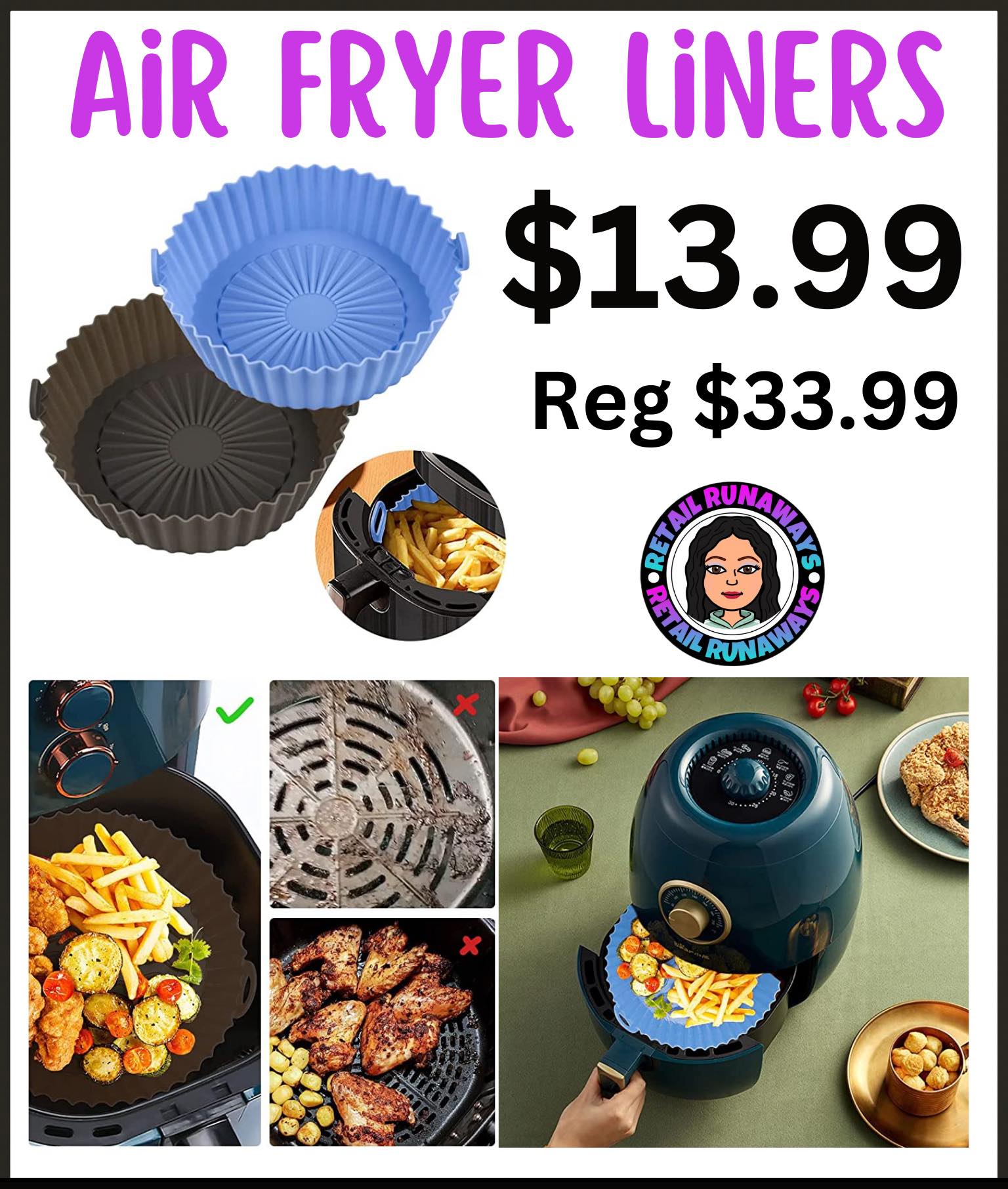 Aazon.co: Ninja Double Stack Air Fryer Liners - Silicone Liners for 2
