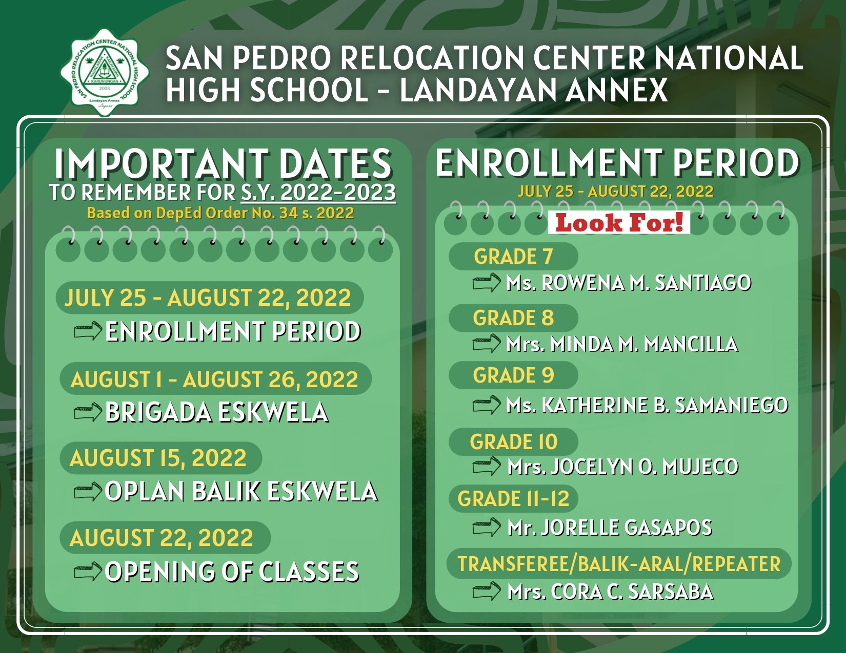 DepEd Tayo San Pedro Relocation Center NHS Landayan Annex - Laguna - Home