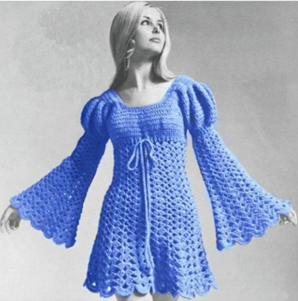Juliet dress crochet project with Red Heart Super Saver yarn