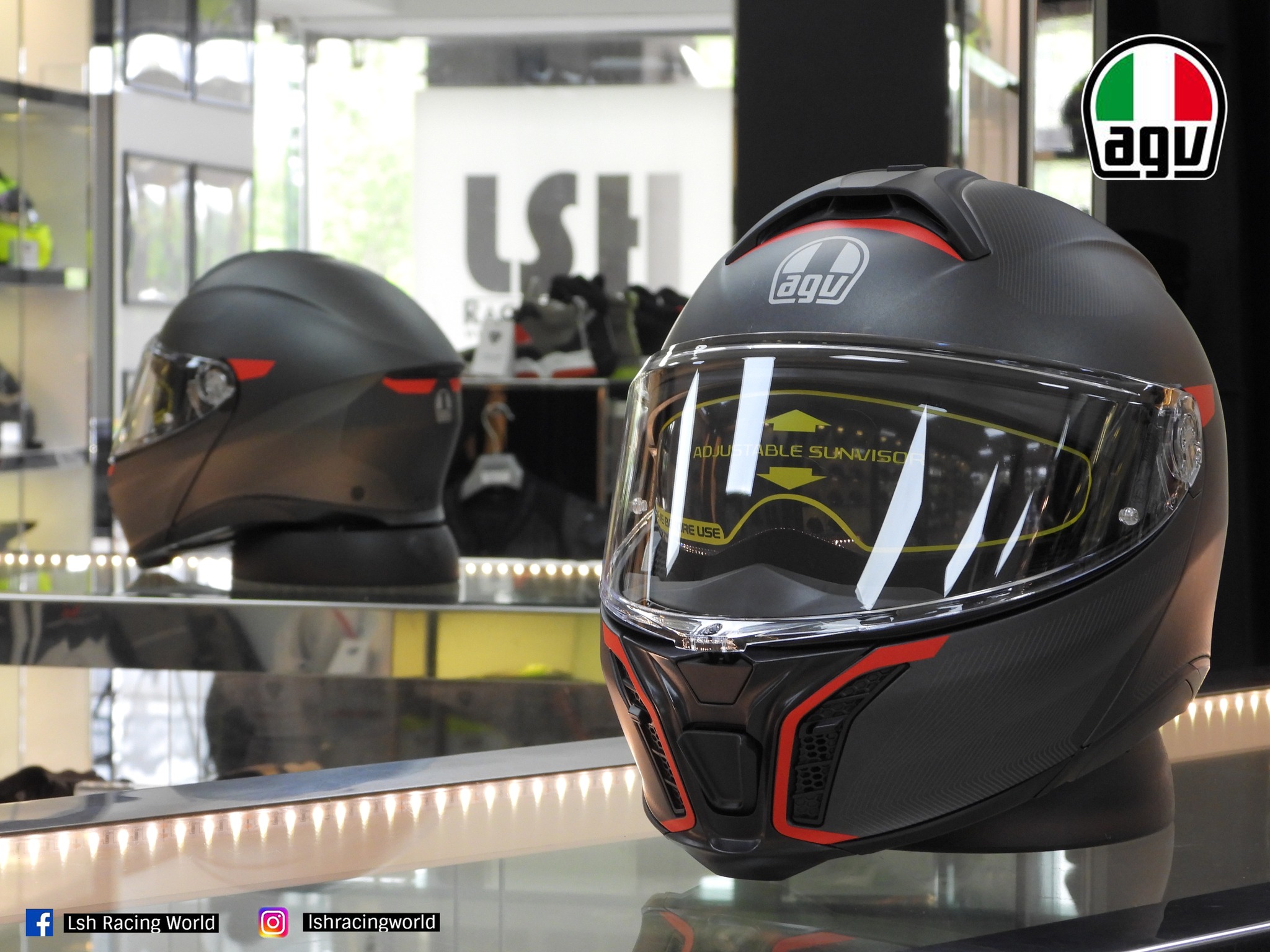 agv full face helmet malaysia K3 with Aero Spoiler and Ultravision visor AGV K7 Taurax Helmet -