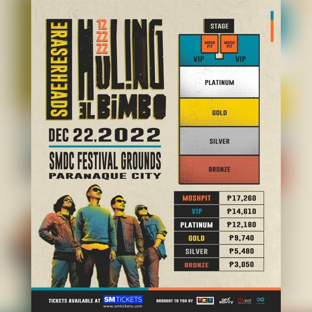 Philippine Concerts - Ticket prices for ERASERHEADS: Huling El Bimbo ...