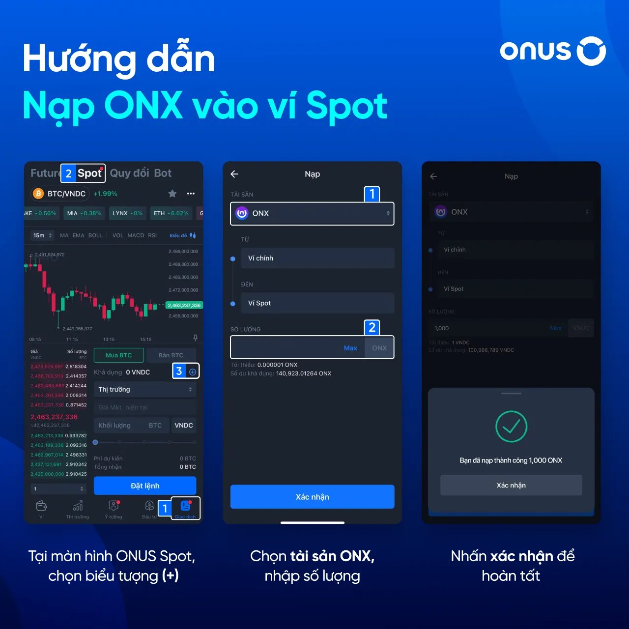 ONUS - Hướng dẫn nạp ONX vào ví Spot Từ 15h00 chiều nay...