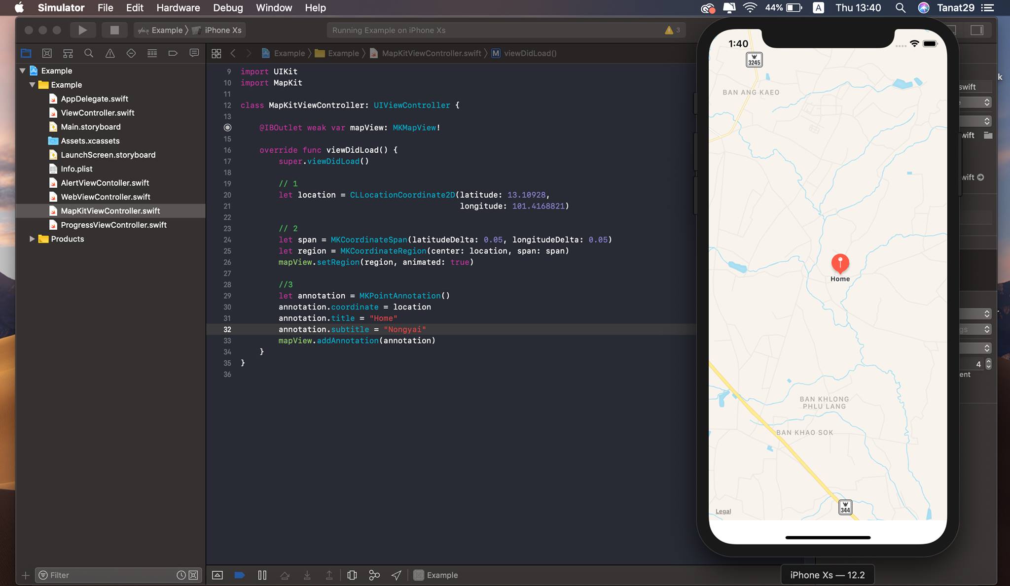 ทดลองทำ MapKit ของระบบ IOS... - รับทําโปรเจคแอนดรอยด์