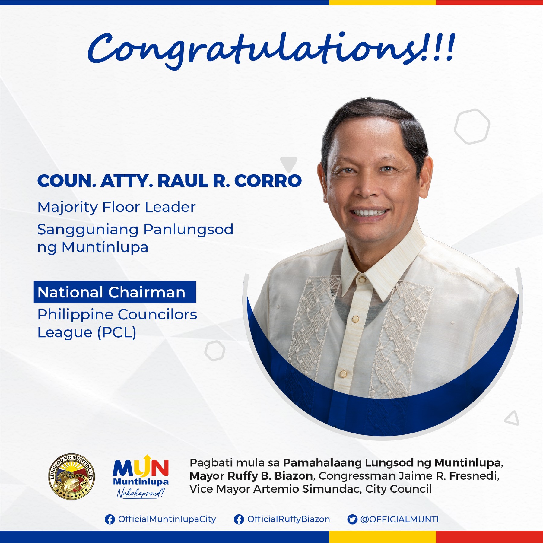 City - Congratulations, Councilor Atty. Raul R. Corro, DPA for being ...