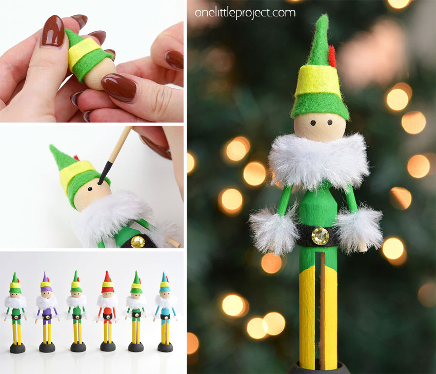 One Little Project - CLOTHESPIN ELF CRAFT - so cute! Instructions ...