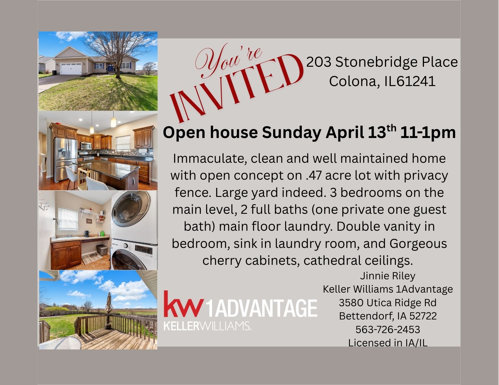 OPEN HOUSE 203 Stonebridge place, Colona, IL 61241