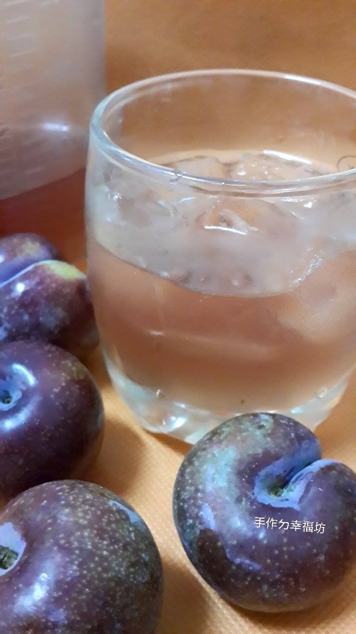 手作ㄉ幸福坊 - 打開去年釀的紅肉李酒真是酒香撲鼻，加上冰塊酸酸甜甜的，讓不勝酒力的我忍不住淺嚐一口，冰涼的滋味在炎熱夜晚還蠻助眠 ...