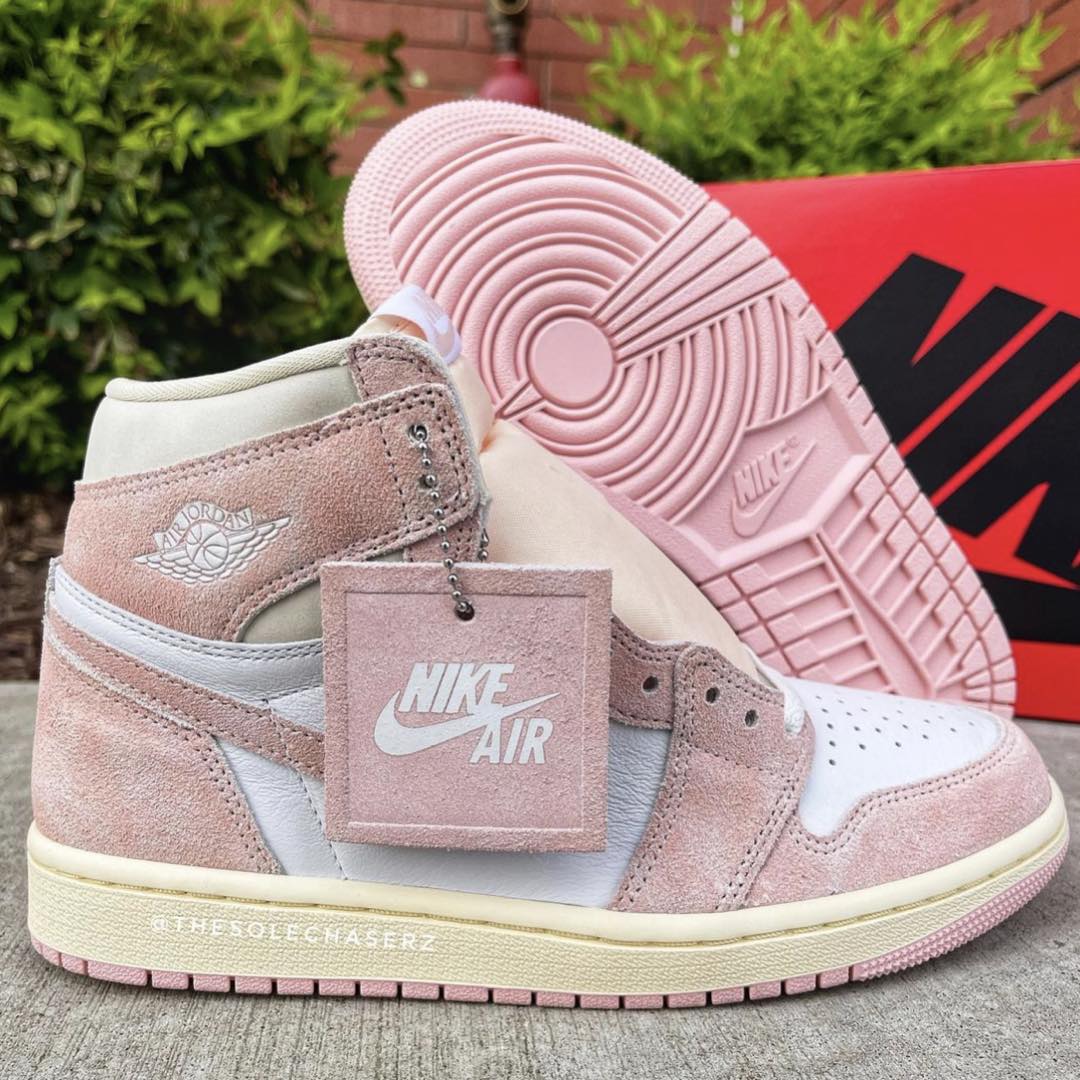 More looks at the Air Jordan 1 High OG “Washed Pink” releasing in