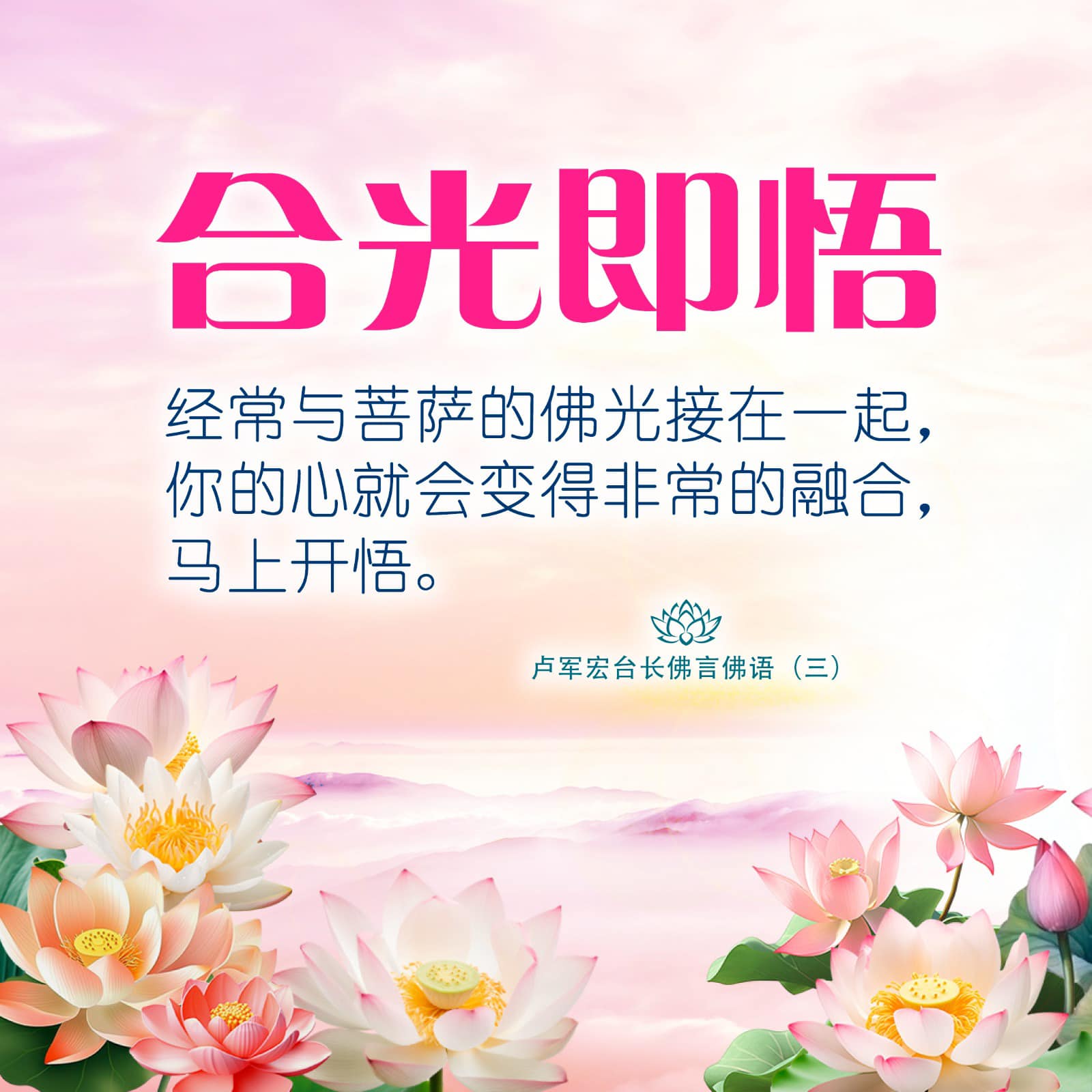 观世音菩萨心灵法门 - 分享站 - 要合光即悟，经常与菩萨的佛光接在一起，你的心就会变得非常的融合，马上开悟。...