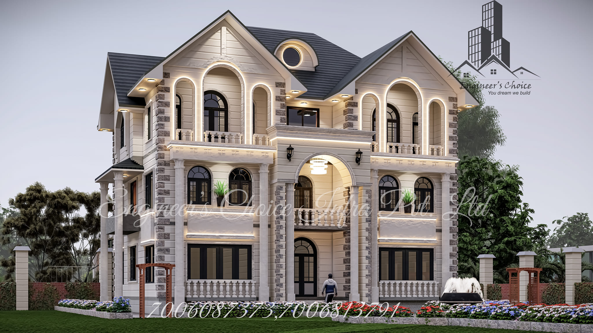 Engineer's - 3D view of a Residential house 1740 sft design and concept ...