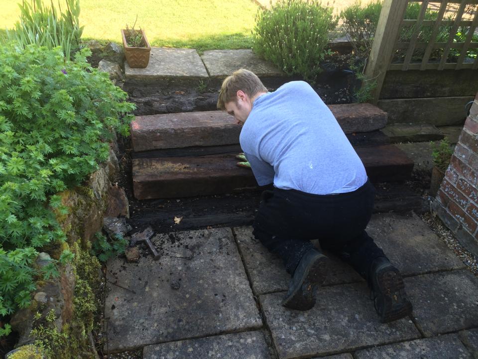 Hedgerows - Lifting some rotten sleeper steps and fitting... | Facebook