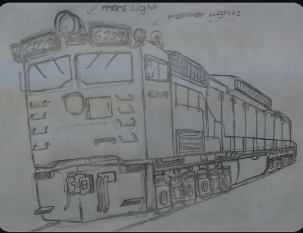Fictional american locomotive drawing