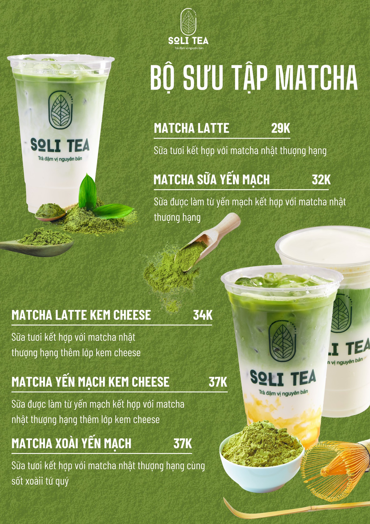 🌿 𝐌𝐄𝐍𝐔 𝐌𝐀𝐓𝐂𝐇𝐀 𝐒𝐎𝐋𝐈 – 𝐂𝐇𝐔𝐀̂̉𝐍 𝐕𝐈̣,... - Tiệm Trà Soli Vũng Tàu | Facebook