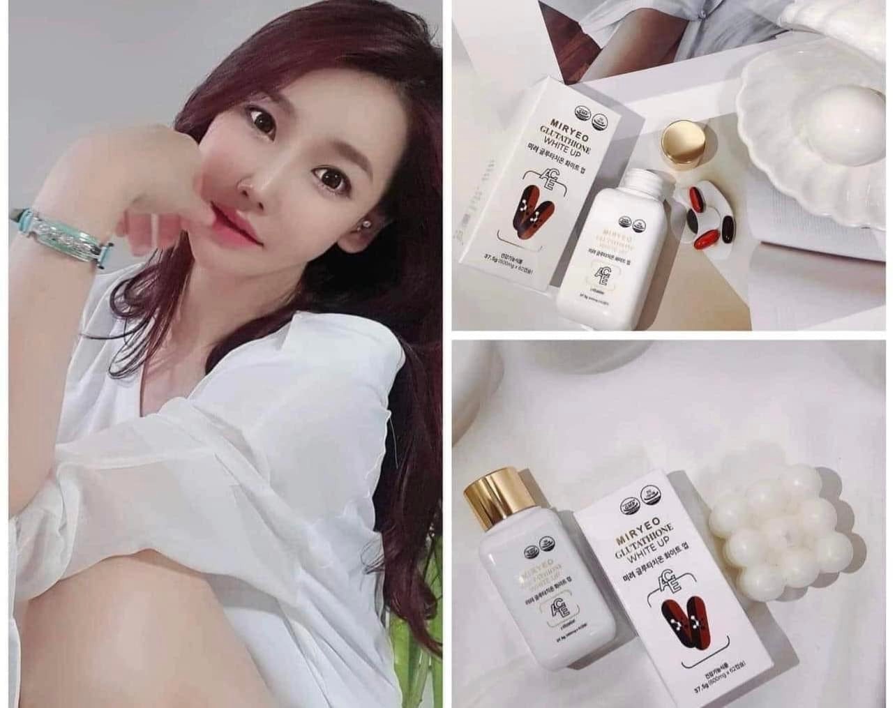 MIRYEO GLUTATHIONE WHITE UP: витамин Арьсны цайруулах витамин Бидний сайн мэддэг цасан цагаан тарилганы маань гол цайруулах найрлага нь Glutathione байдаг бол энэ витаминд маань Glutathione орсоноороо давуу талтай. Ганц цайруулаад зогсохгүй