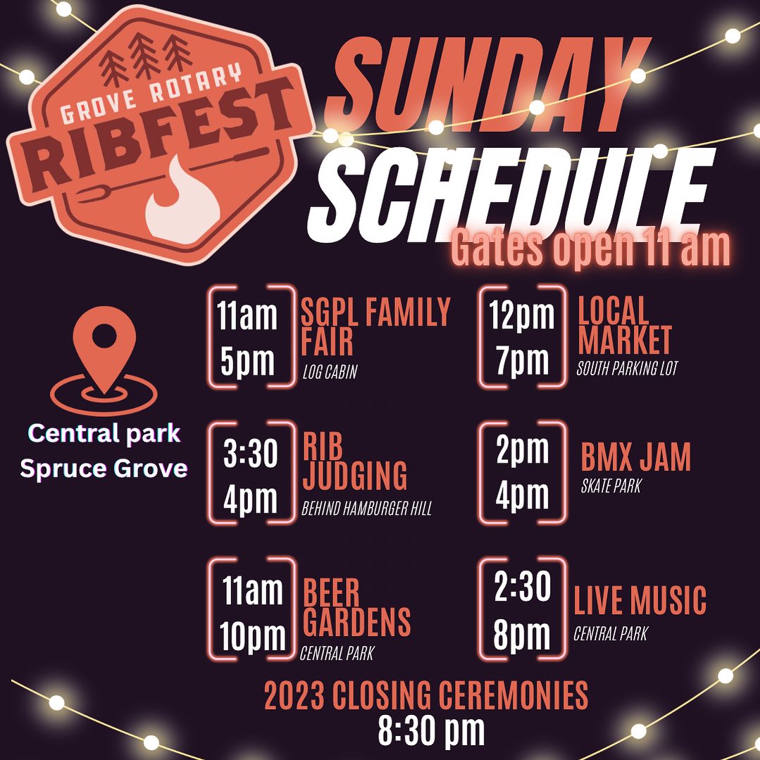 Rotary - GROVE ROTARY RIBFEST SUNDAY SCHEDULE For more schedule details ...