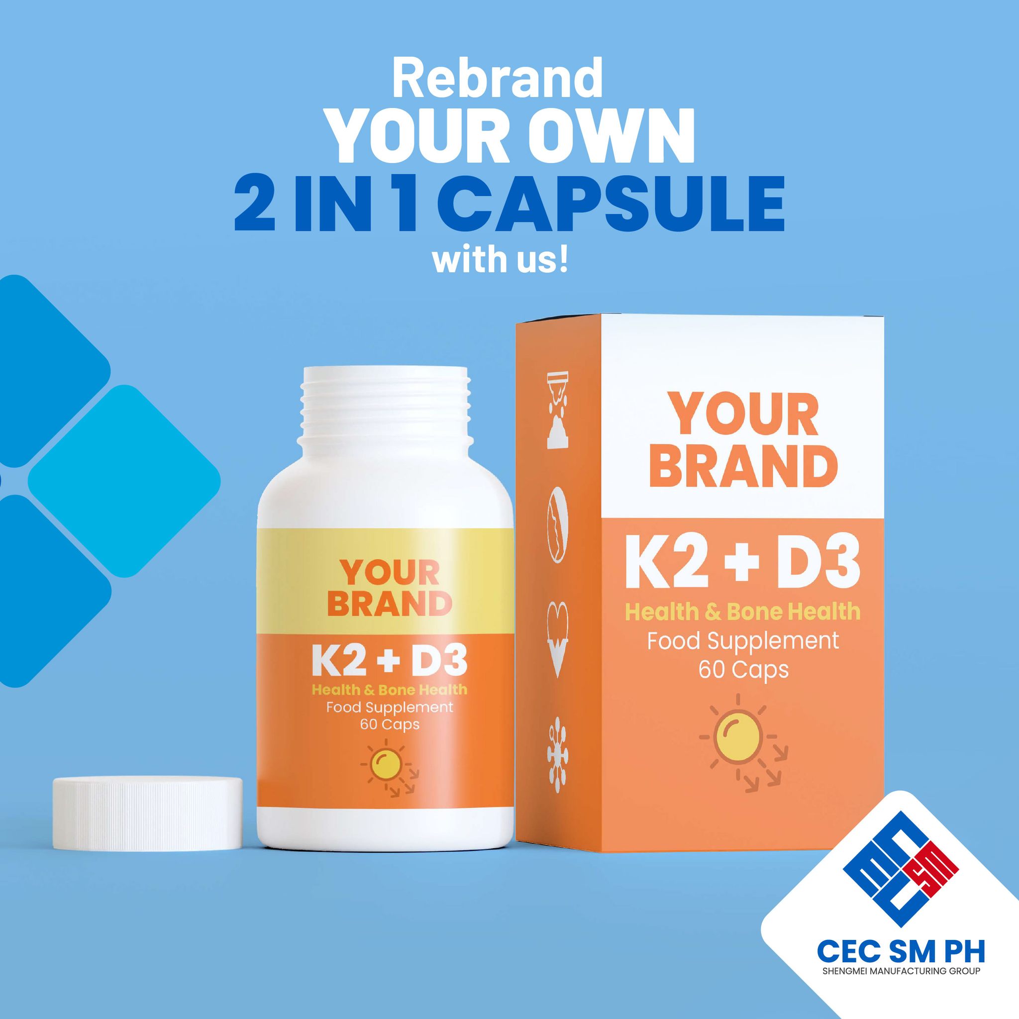 CEC - 𝟐 𝐢𝐧 𝟏 𝐂𝐀𝐏𝐒𝐔𝐋𝐄 𝐌𝐀𝐍𝐔𝐅𝐀𝐂𝐓𝐔𝐑𝐄𝐑 REBRAND your own K2 + D3 CAPSULE with ...