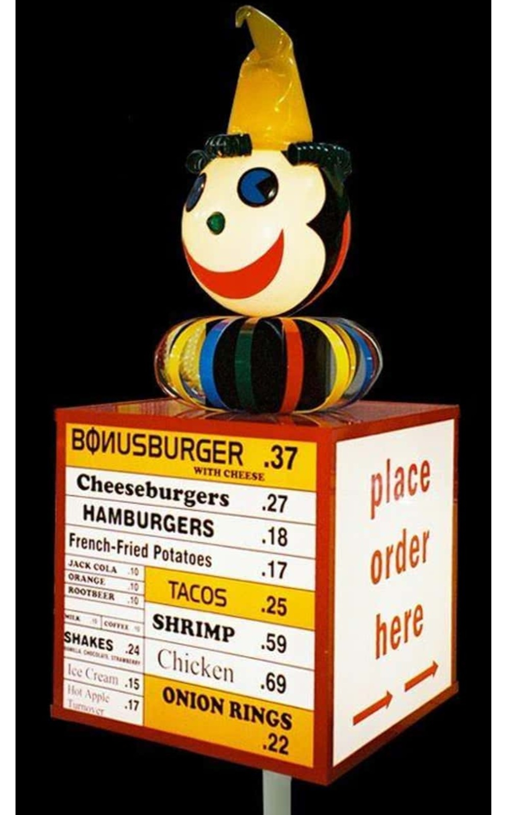 Jack In The Box in the 1960s and the actual jack in the box sign!