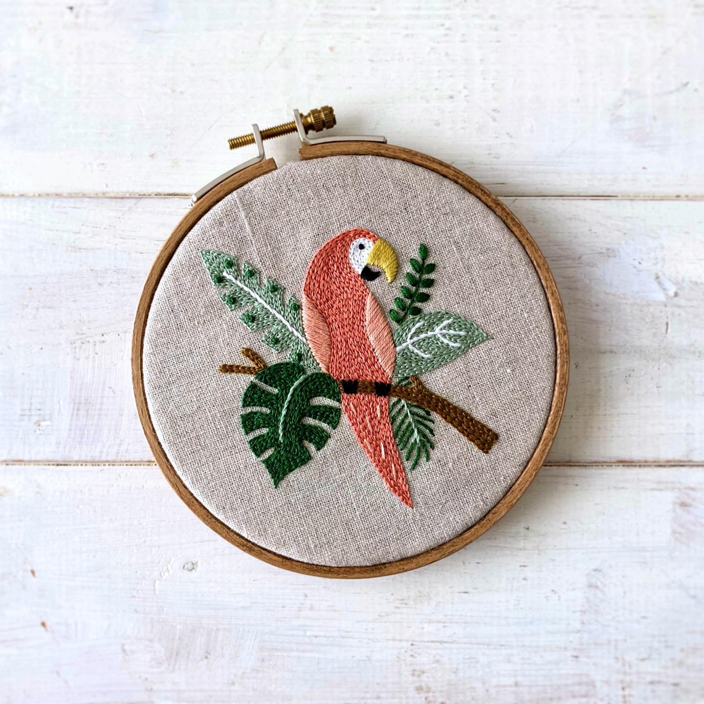 🌴🦜🌺 Tropical Bird #embroidery #handmade #stitching #broderie