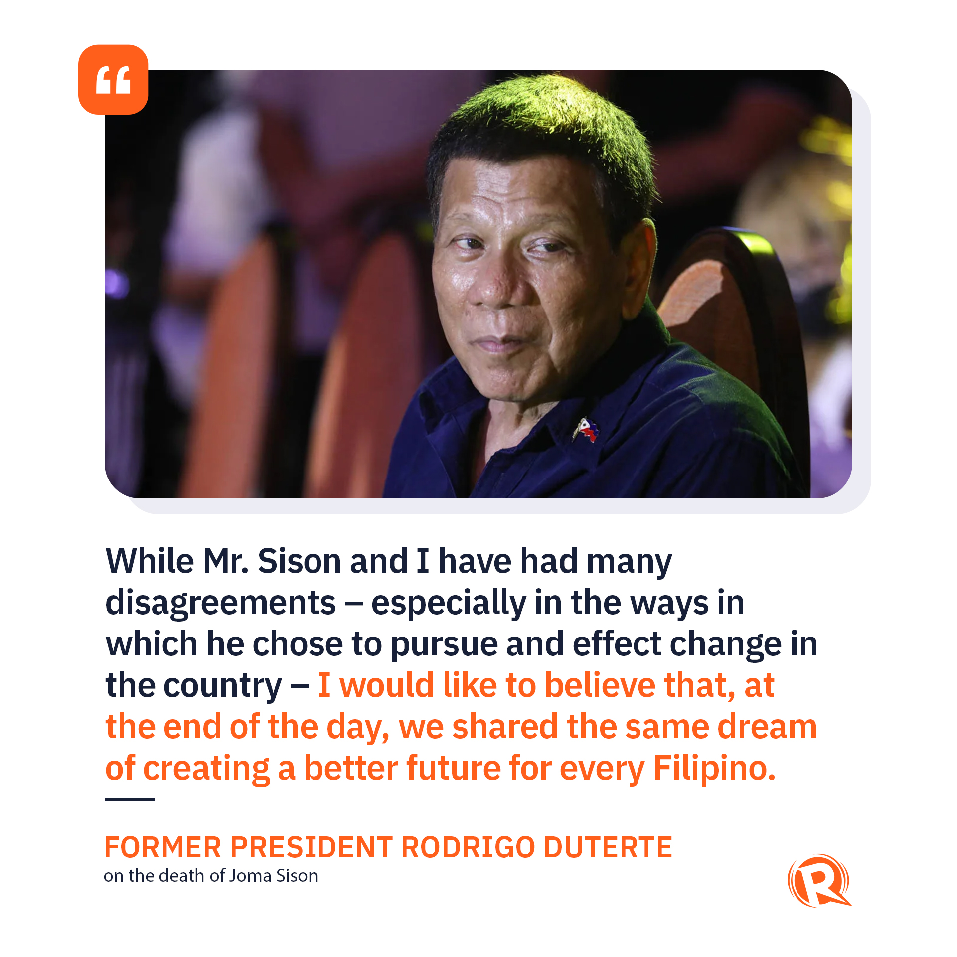 Rappler - Former president Rodrigo Duterte says the death...