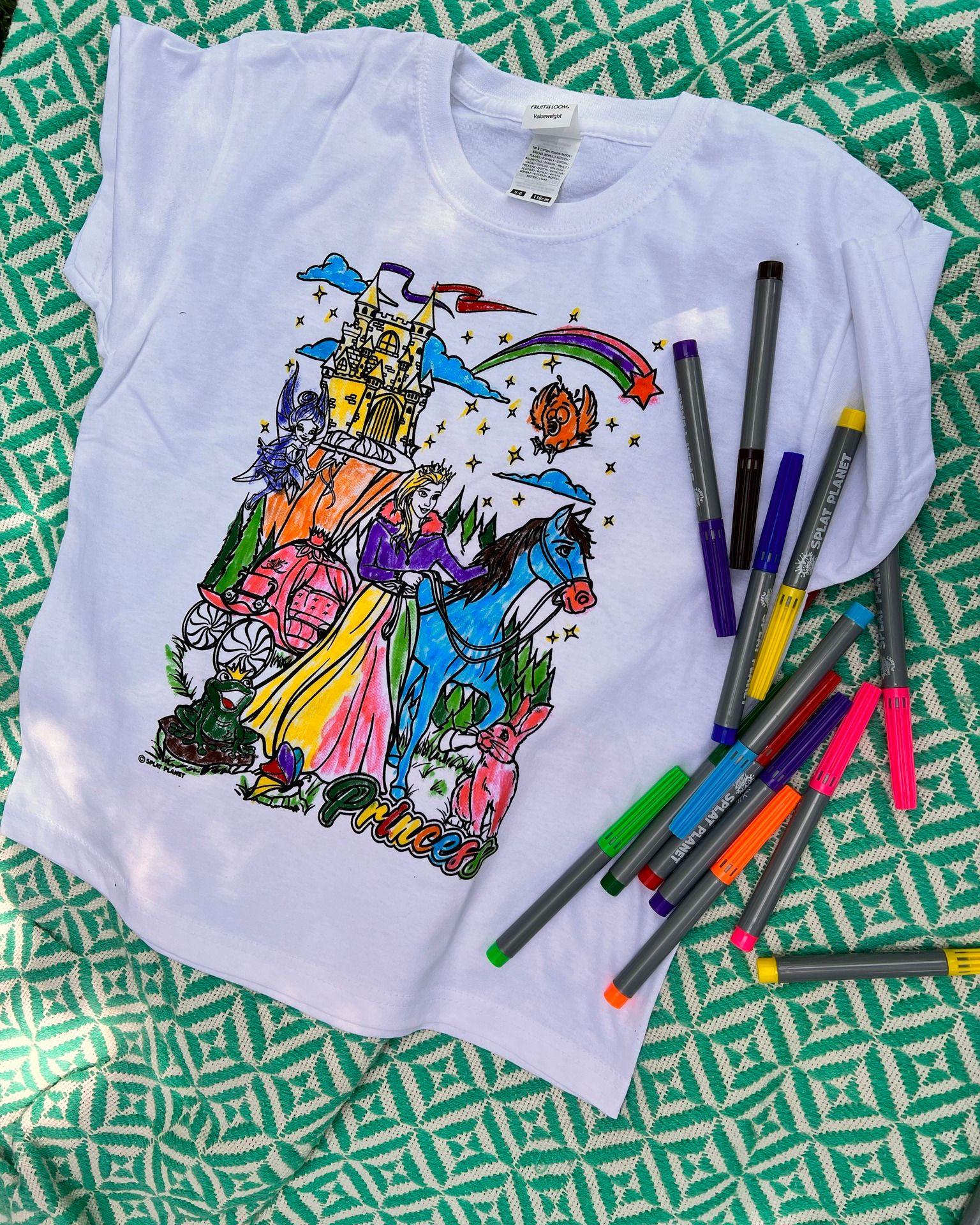 Splat Planet T-shirt à colorier Hero avec 6 stylos magiques non