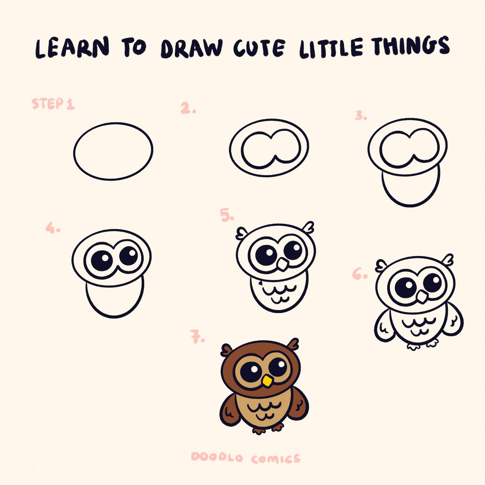 Doodlo Comics - Whooo's ready to draw a cute little owl?...