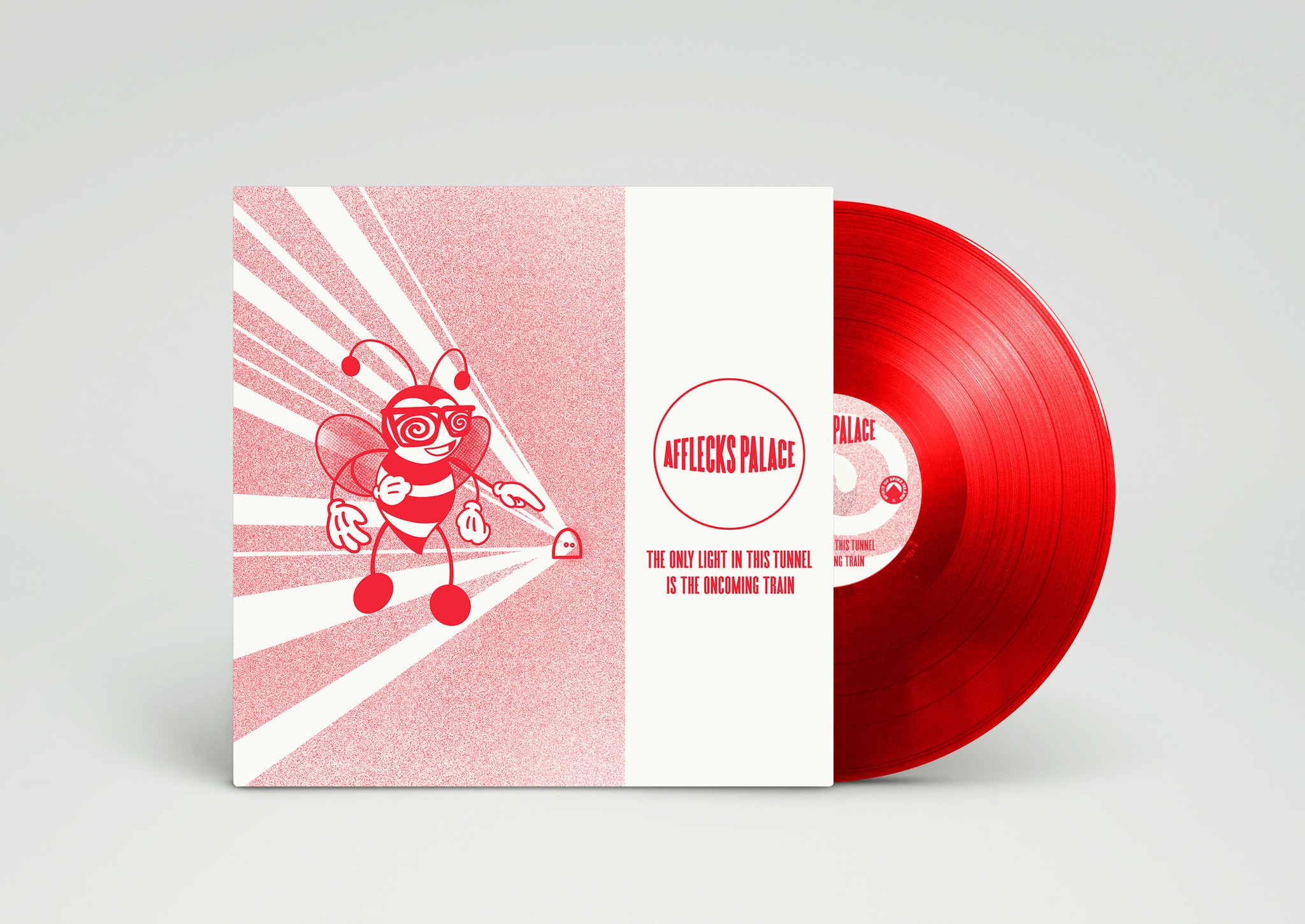 Pressed exclusively to translucent pale pink vinyl with a red