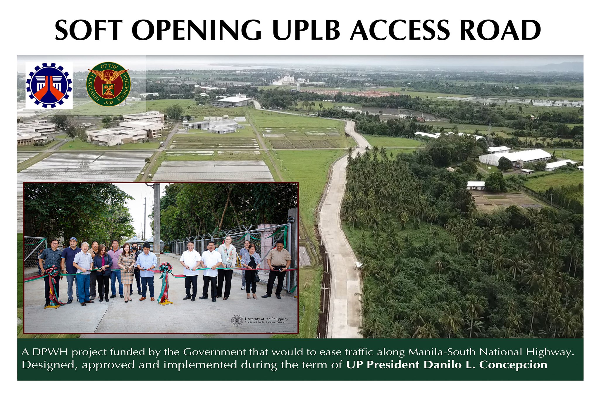 University - An aerial view of the UPLB Access Road which will stretch ...