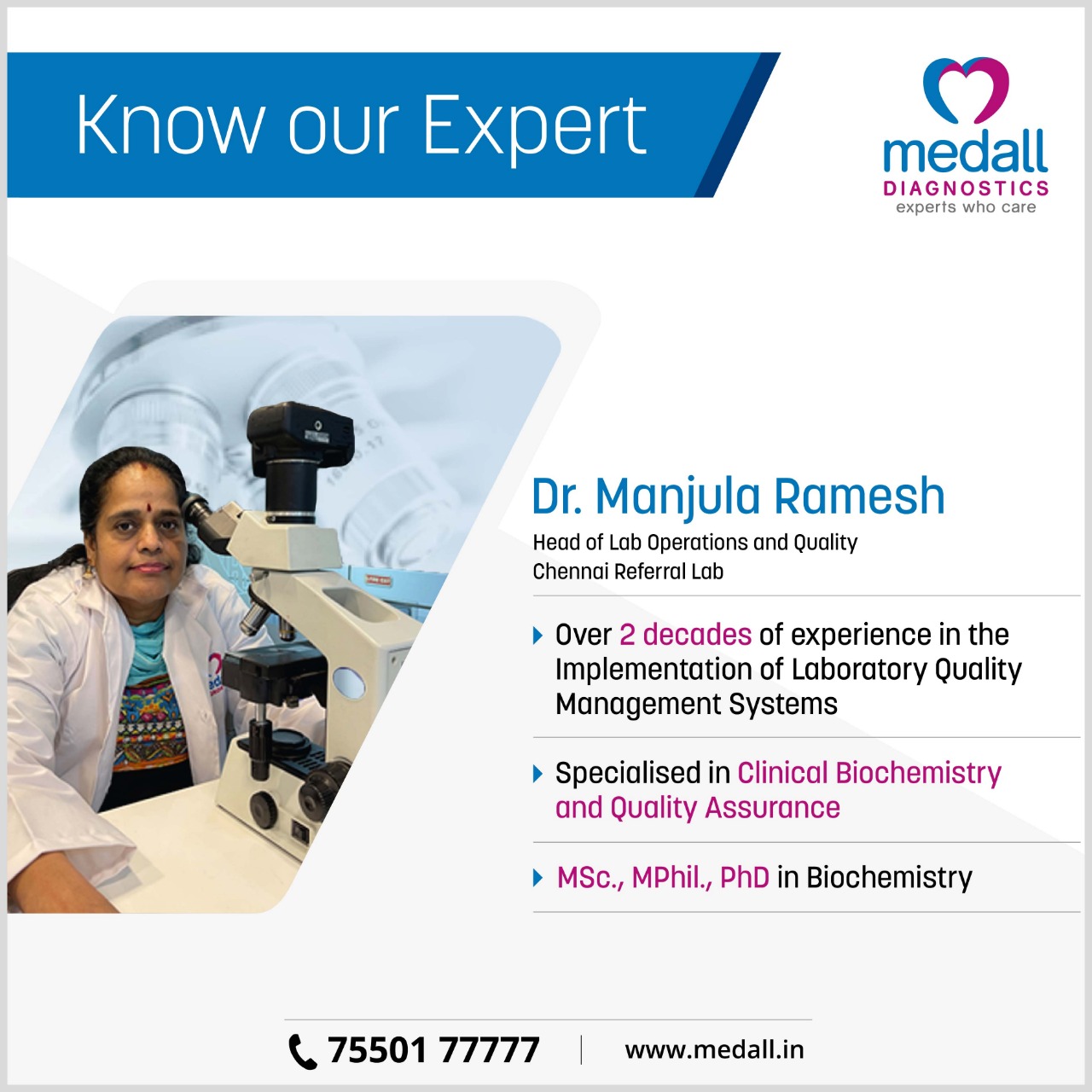 Medall - Meet our Head of Lab Operations and Quality - Dr. Manjula ...