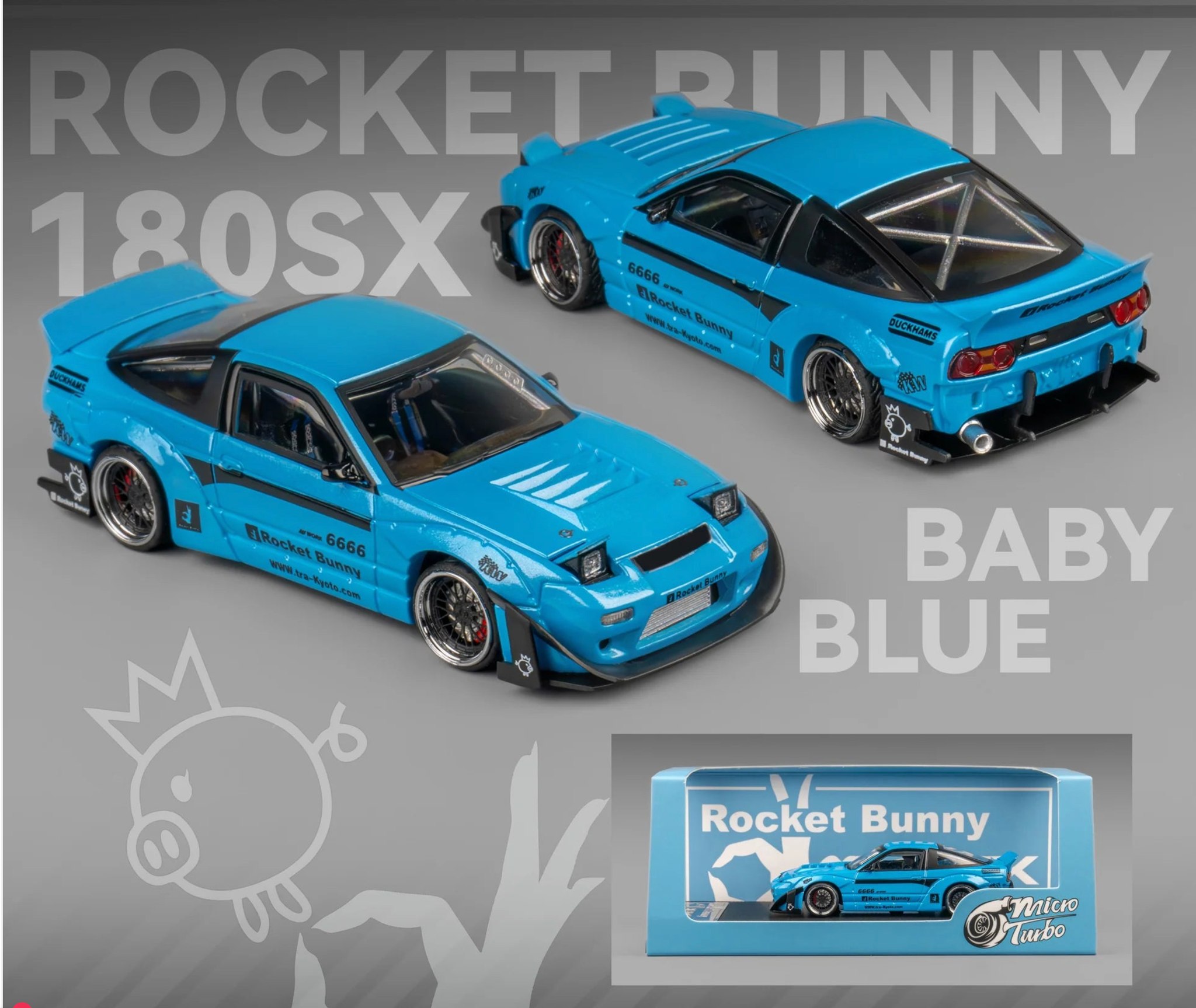 New micro turbo 1:64 rocket bunny 180sx in baby blue