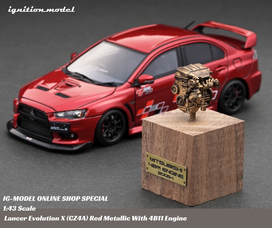 1/43 Lancer Evolution X (CZ4A) Red Metallic With 4B11 Engine drop
