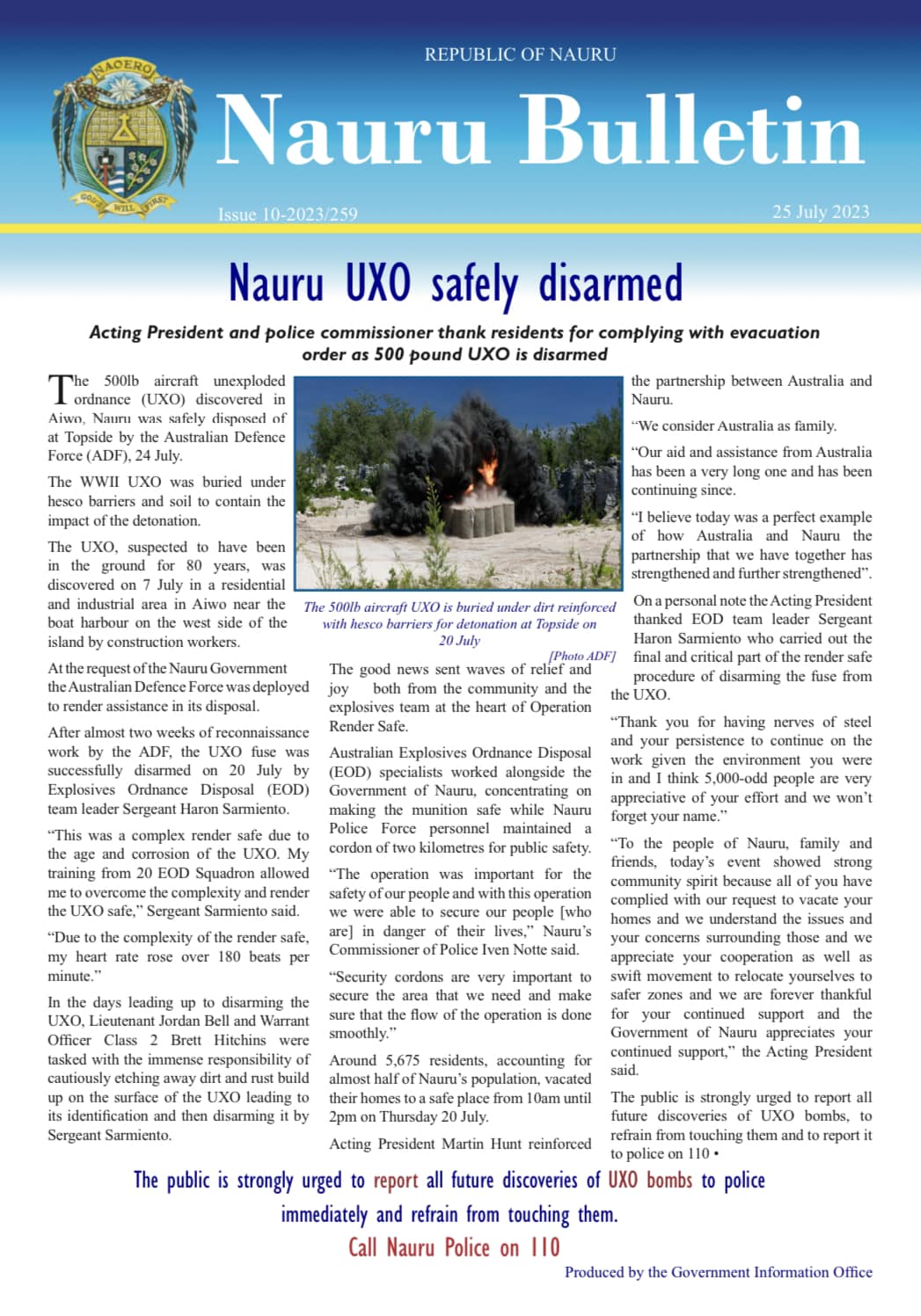 The Government - OUT NOW! Nauru Bulletin #10. Get your copy at