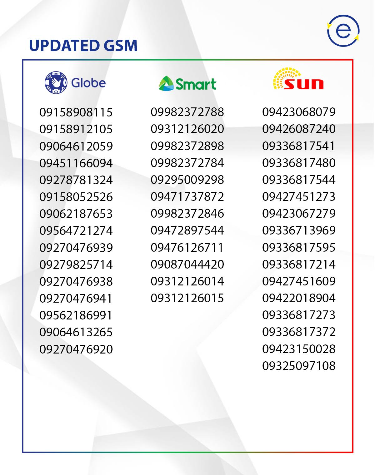 Epinoyload - Updated List of GSM Number... | Facebook