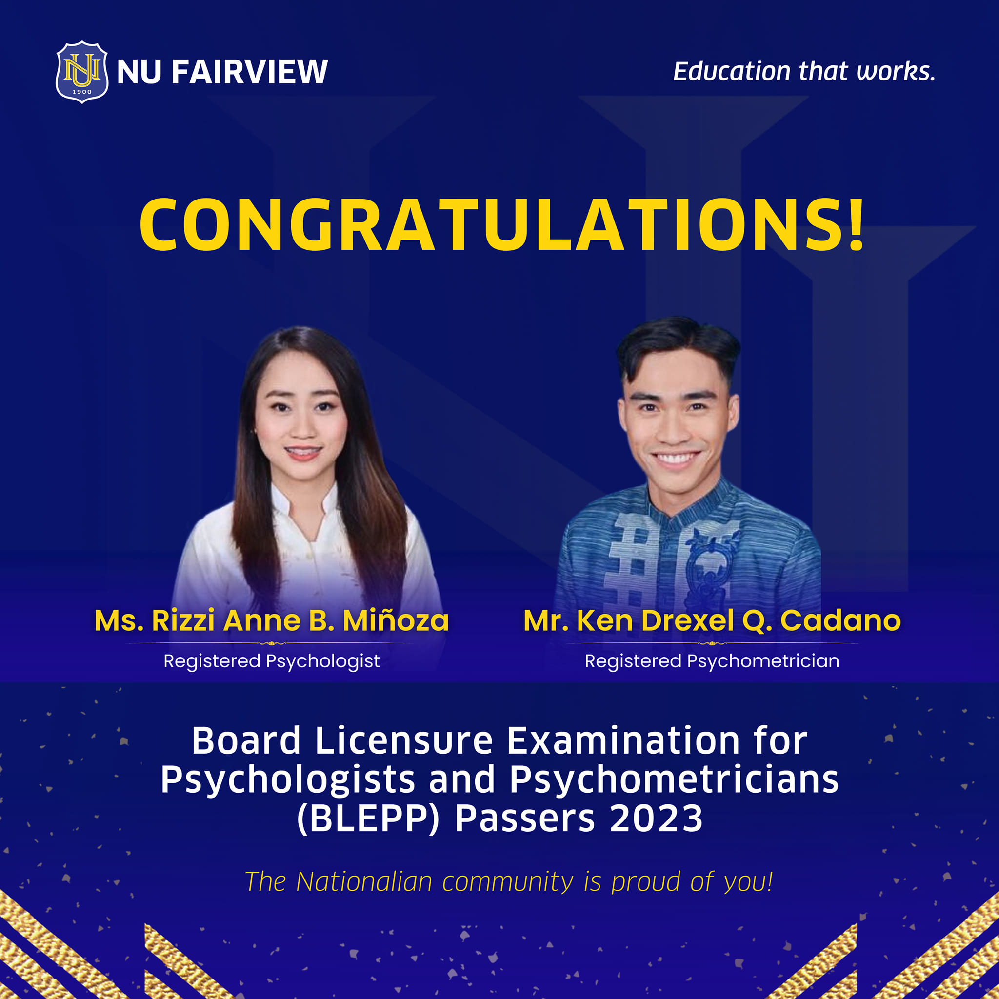NU - Congratulations to our 2023 PRC Board Licensure Examinations for ...