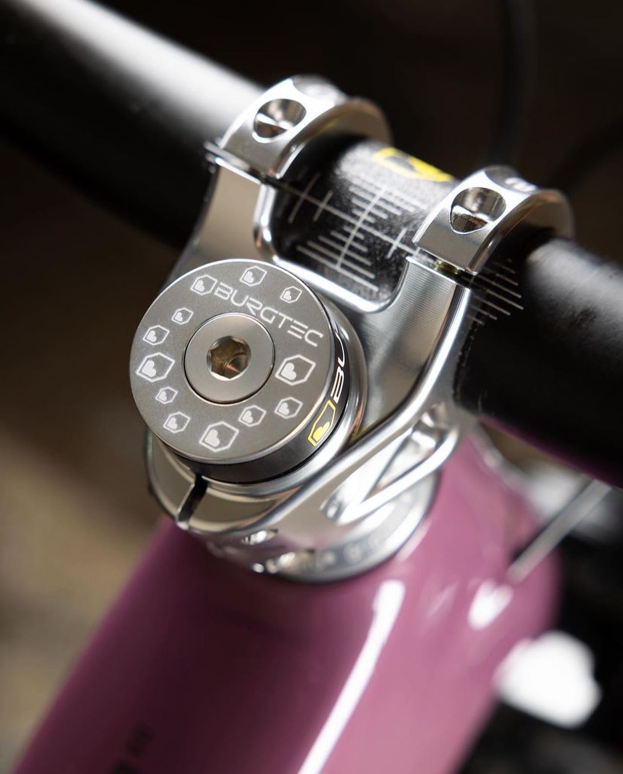 Custom Santa Cruz Megatower bike in gloss purple and rhodium silver