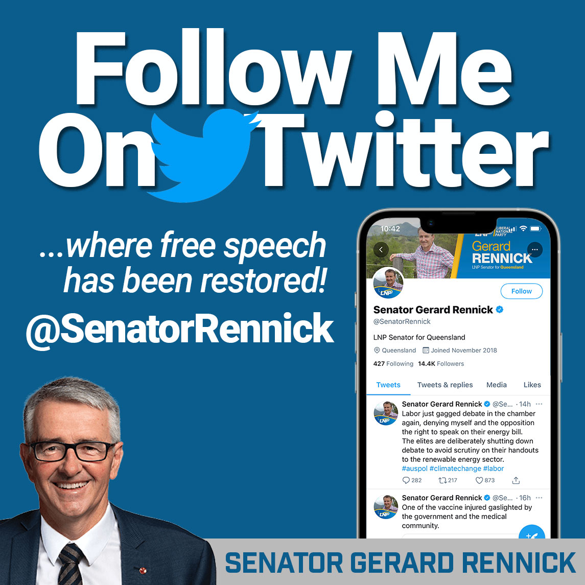 📣 If you're on Twitter, don't... - Senator Gerard Rennick