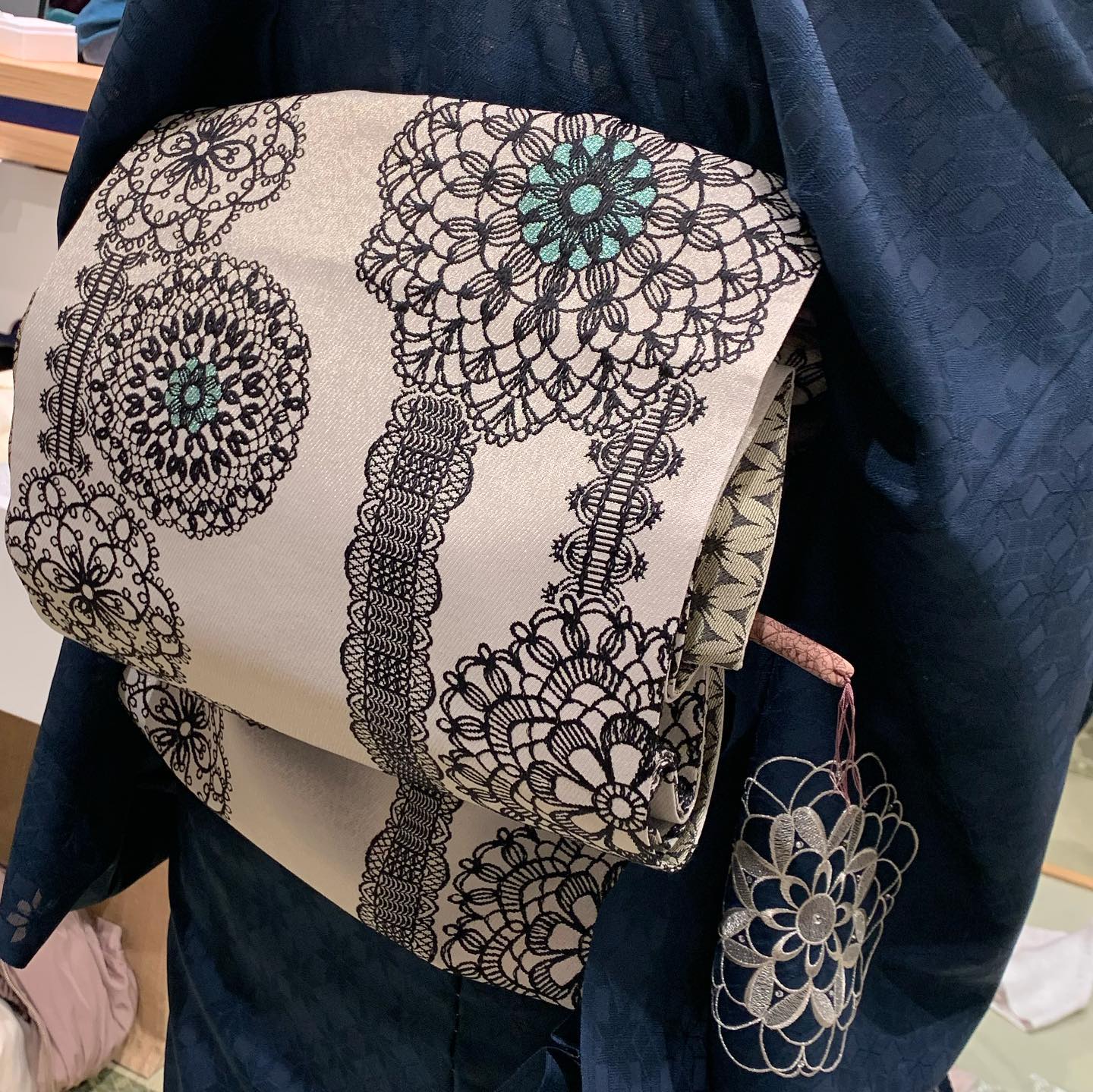 帯のスタイル? #想屋 #若冲 #万華鏡 #牛首紬 #牛首紬の帯