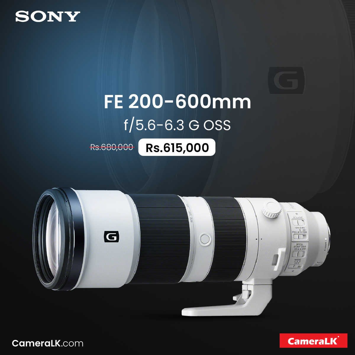 Sony FE 200-600mm f/5.6-6.3 G OSS Lens Rs.615,000/= Shop Now 