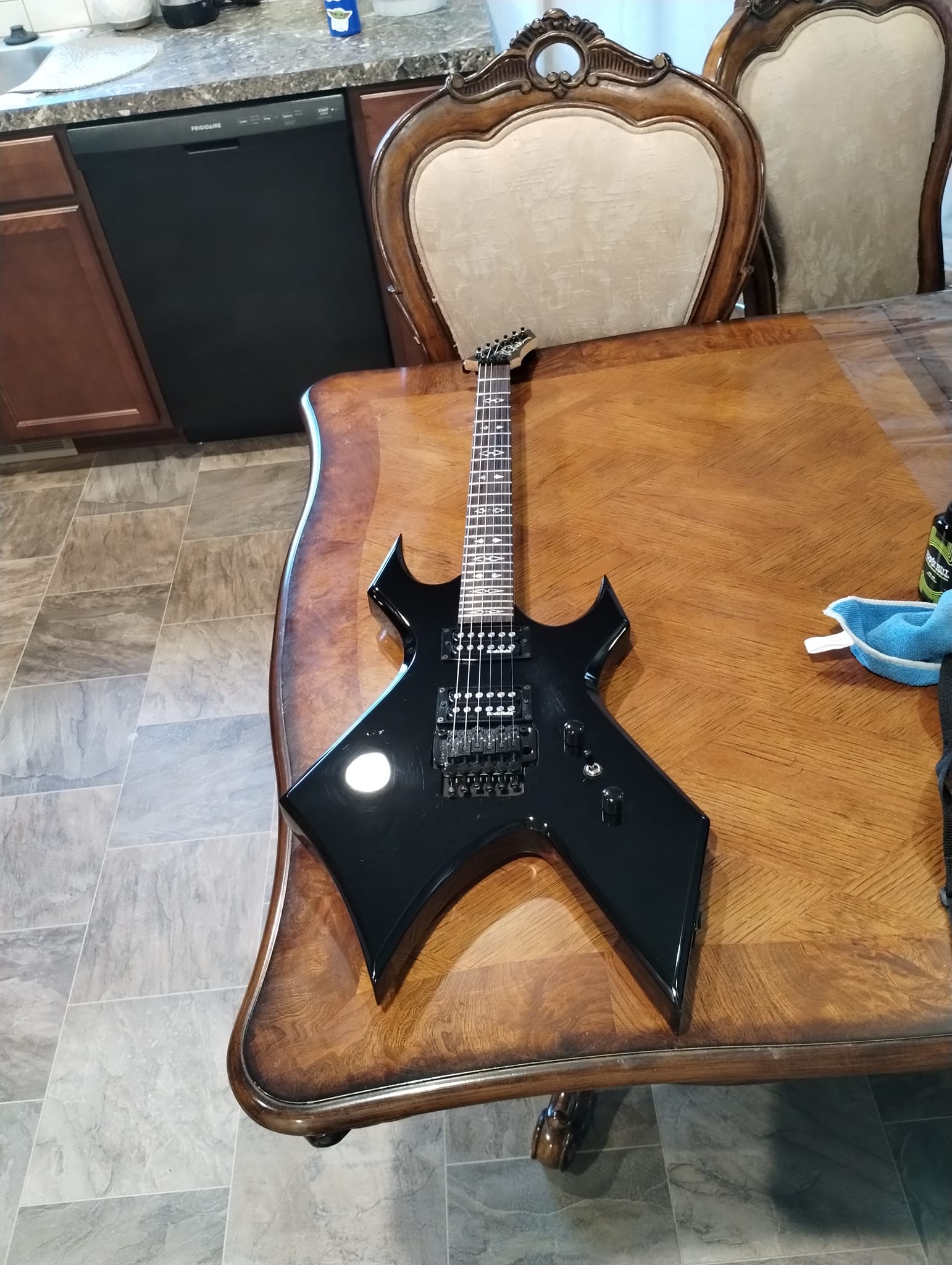 BC Rich Extreme Series Warlock Exotic Electric Guitar with Floyd Rose in Black Cherry - www