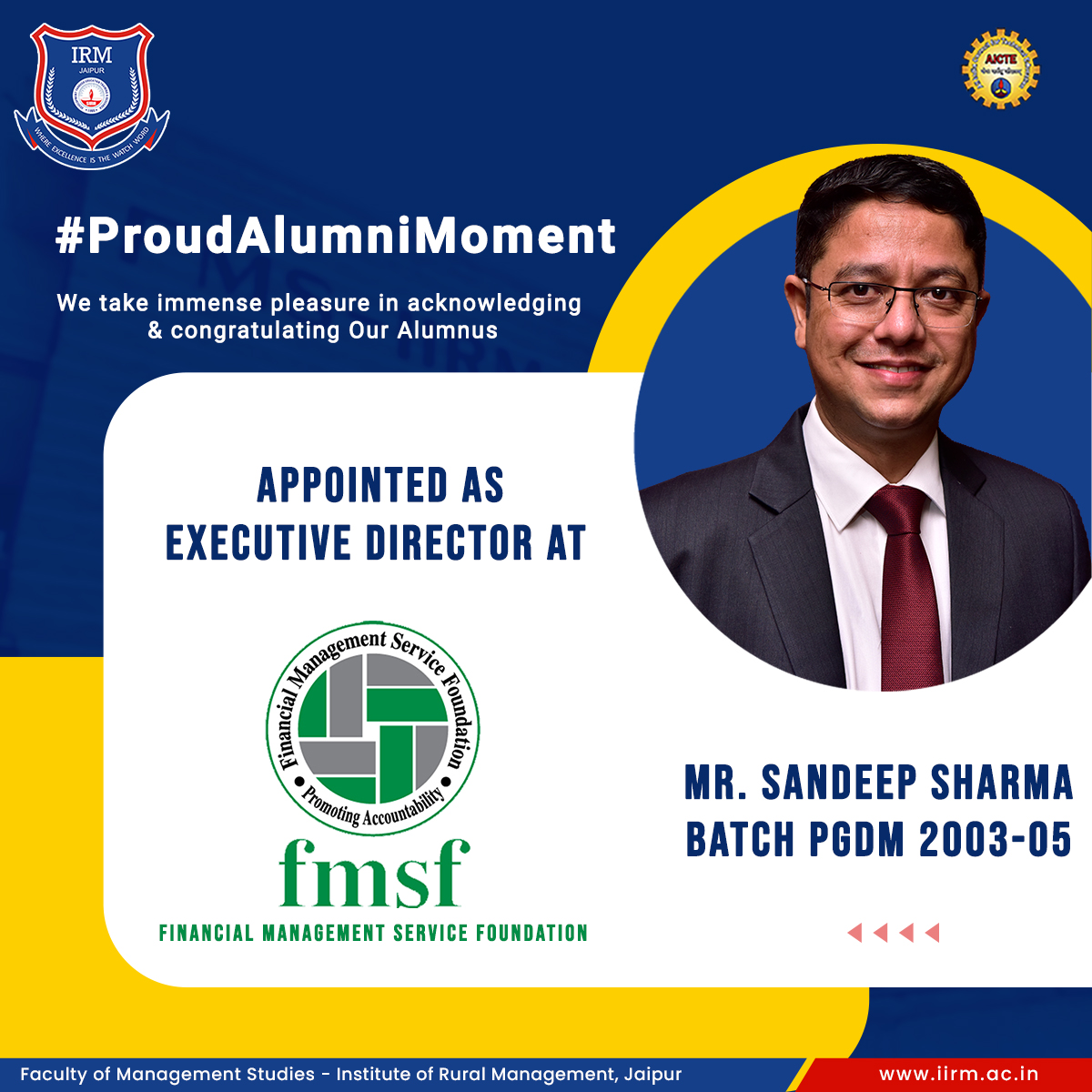 #ProudAlumniMoment... - Institute of Rural Management, Jaipur | Facebook