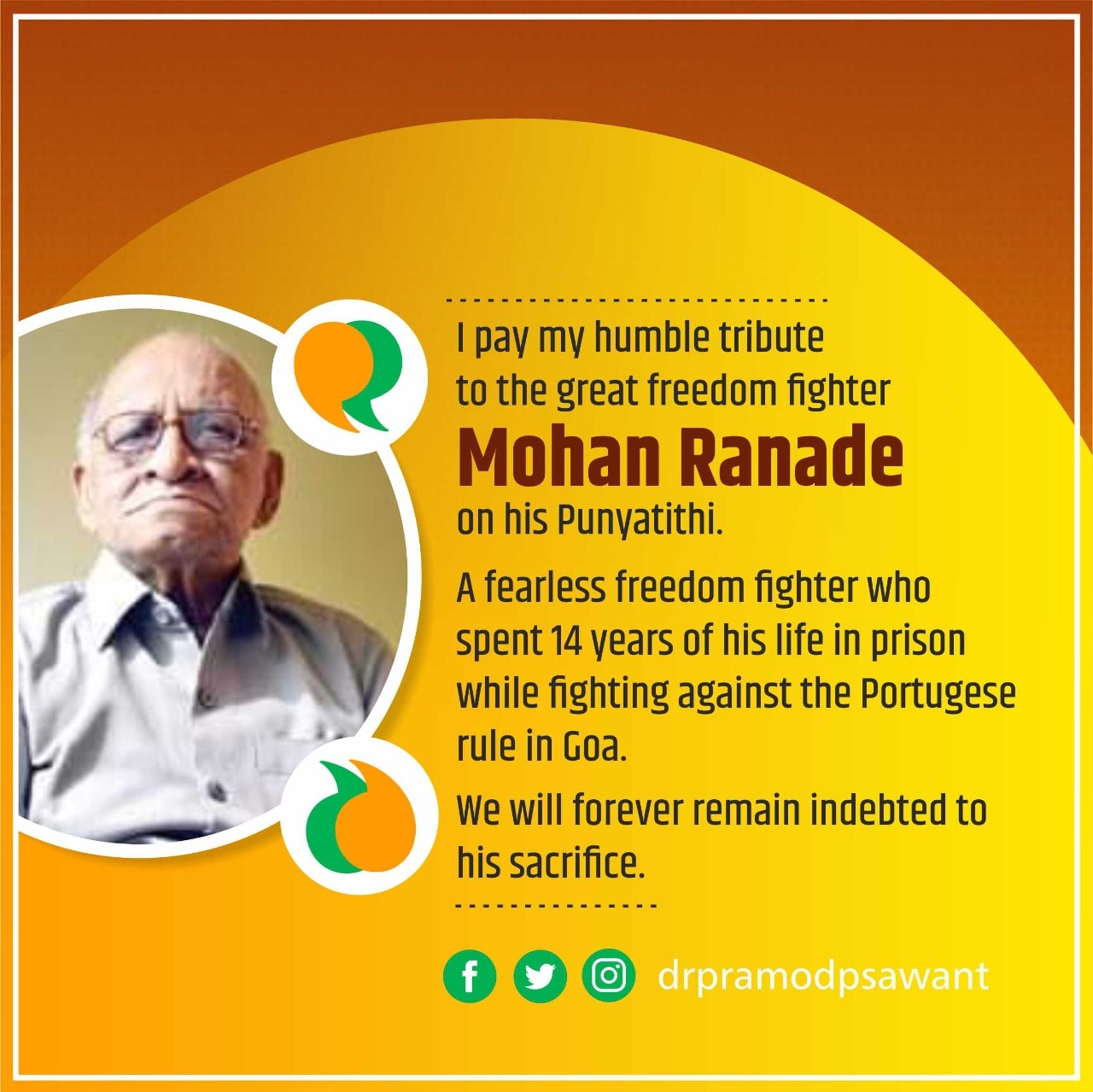 I pay my humble tribute to the great... - Dr. Pramod Sawant | Facebook