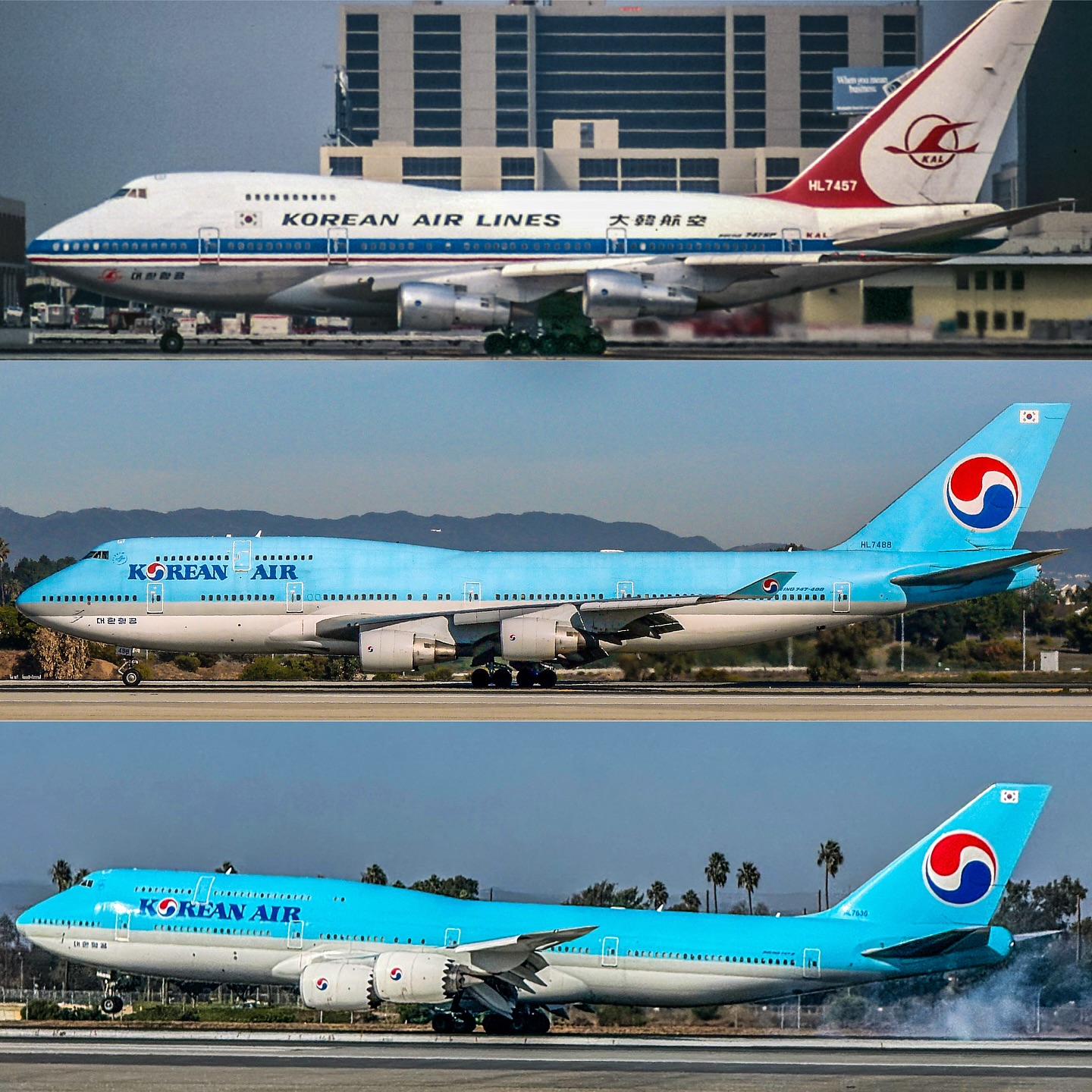 Rare Boeing 747 lineup from Spirit of Congo, Korean Air, and