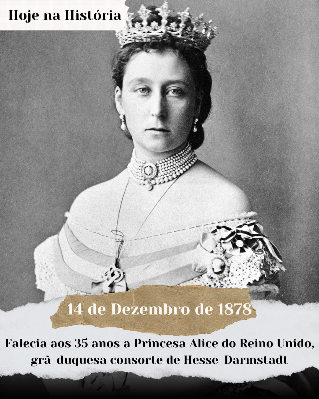 Em 14 de dezembro de 1878, há 146 anos, falecia a princesa Alice